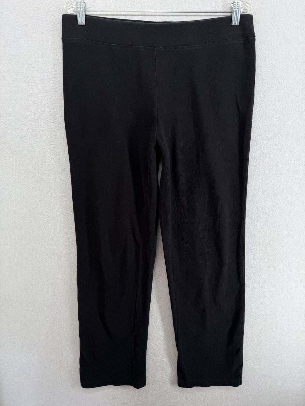 EILEEN FISHER Pants L Organic Cotton Heavy Brushed Jersey Full Length Black
